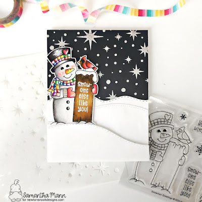 Snow-one Else Like You Card by Samantha Mann for Newton's Nook Designs, Christmas, Cards, Snowman, Stencil, Handmade Cards, #newtonsnook #christmascard #handmadecard