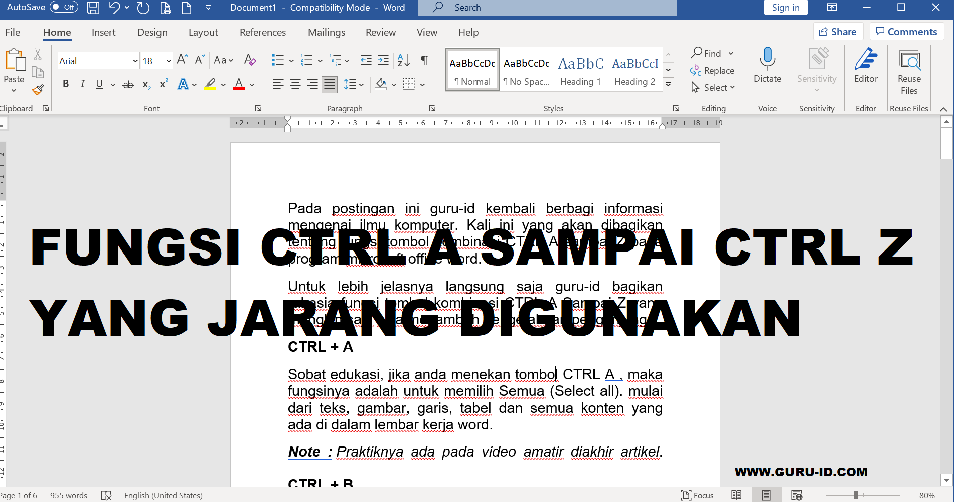 Fungsi ctrl A sampai Z Pada Ms Word yang Jarang Diketahui Modul Ajar