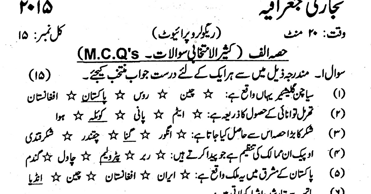 Education Is The Key To Success Commercial Geography (Urdu) For Class