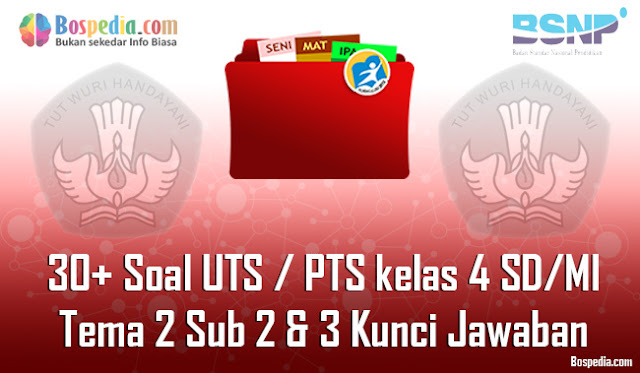 30+ Contoh Soal UTS / PTS untuk kelas 4 SD/MI Tema 2 Sub 2 & 3 Kunci Jawaban