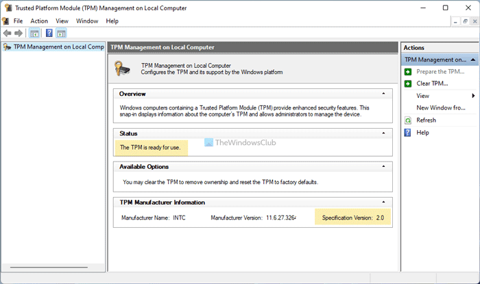 PCはTPM2.0をサポートする必要があります