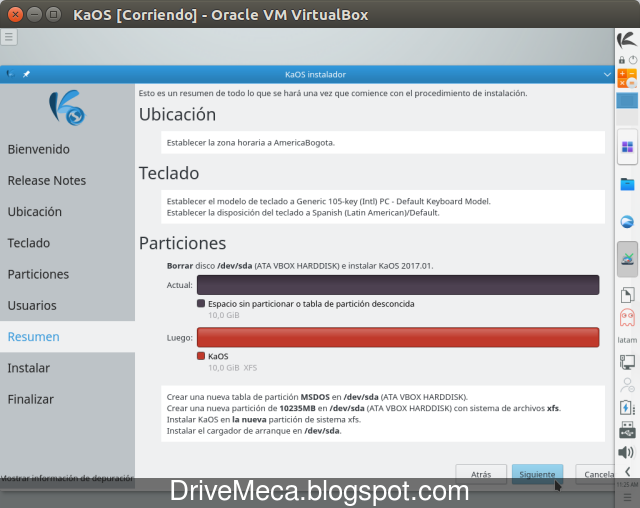 Drivemeca instalando KaOS Linux paso a paso