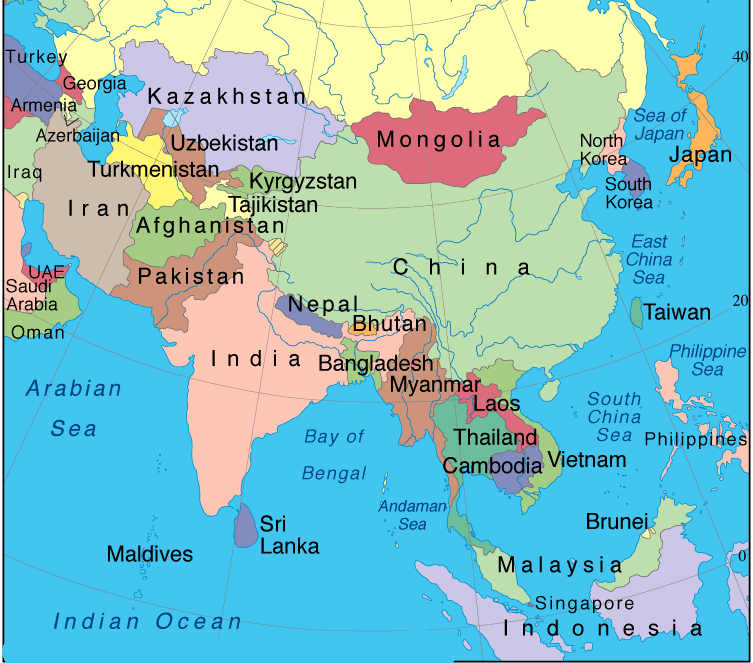 Asia Map Region Country | Map of World Region City