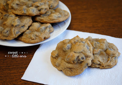 Super Soft Dark Chocolate Chip Cookies Recipe - Egg and Peanut Free - www.sweetlittleonesblog.com