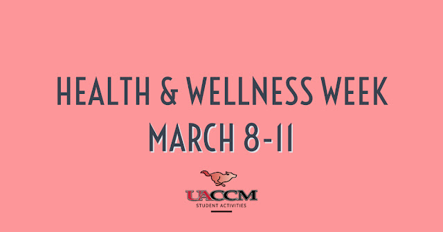 Text reading Health and Wellness Week, March 8-11