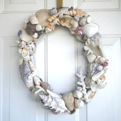 grapevine wreath with shells