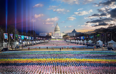 color photograph of Presient Biden's inauguration from sunrise to sunset