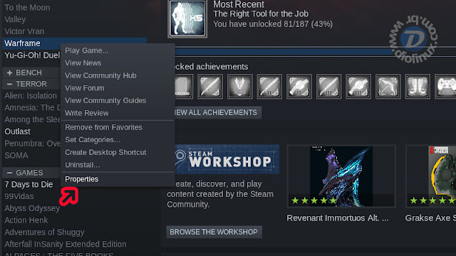 Properties of a game on Steam Properties of a game on Steam