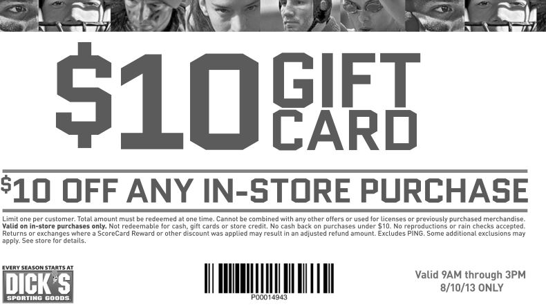  10 Dick s Sporting Goods In Store Gift Card Free Stuff HEAVENLY STEALS
