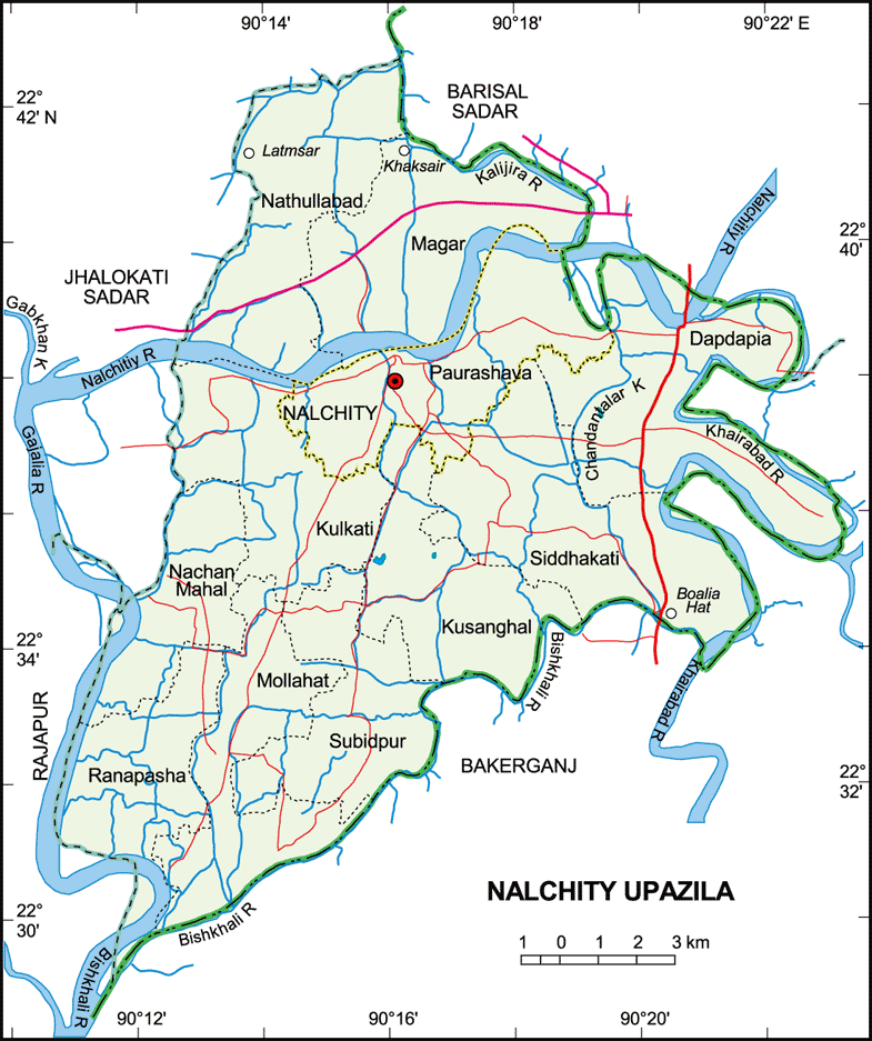 Nalchity Upazila Map Jhalokathi District Bangladesh