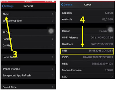 cara cek imei iphone - sistem settings 2