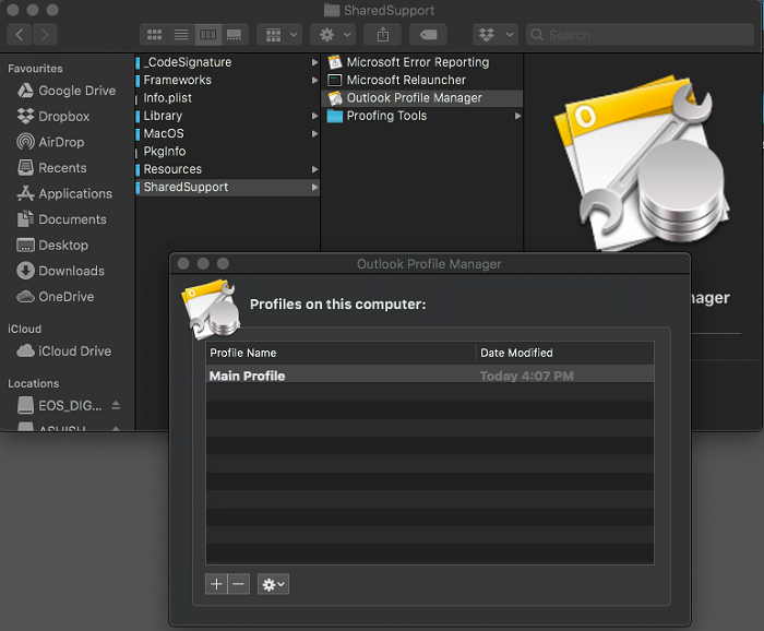 Administrador de perfiles de Outlook macOS