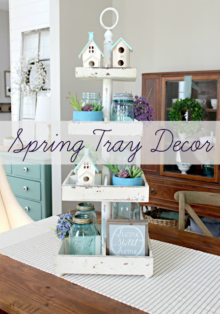 Easy Spring Decorating Idea: Tiered Tray Decor | Delightfully Noted