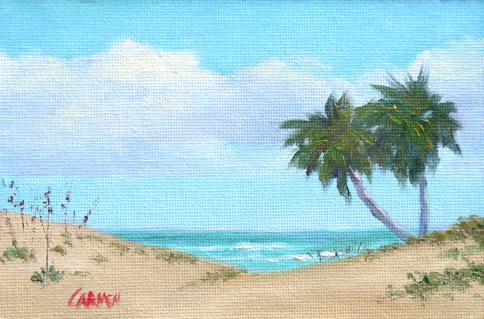 Carmen Beecher Postcard Original Oil on Canvas Panel 4x6 Mailable Art