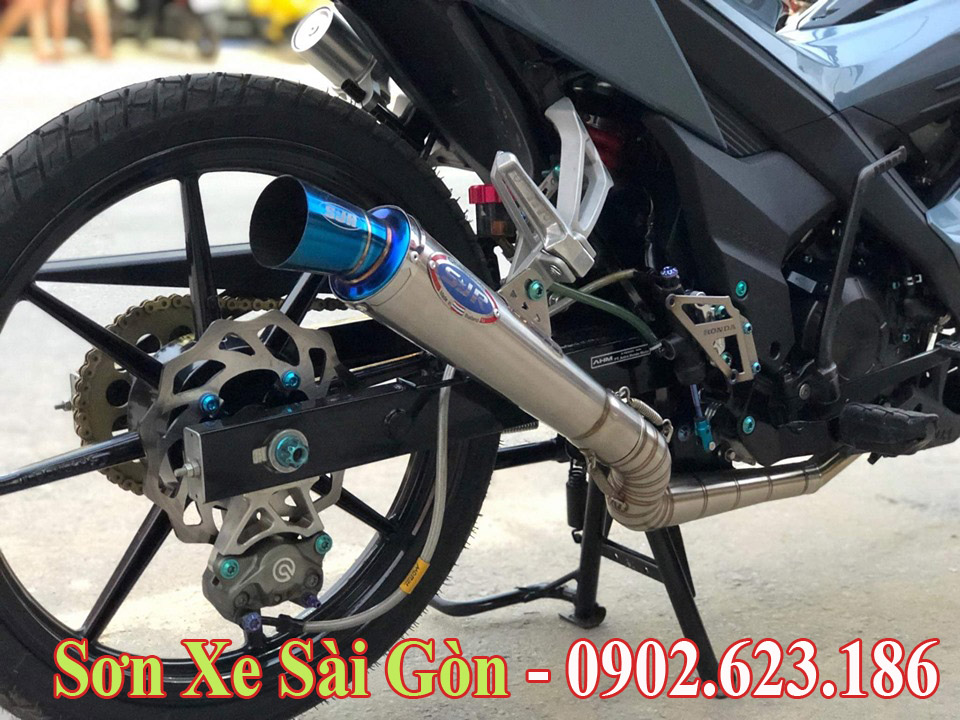 Sơn xe máy Honda Sonic màu xanh xi măng cực đẹp - Sơn Xe Sài Gòn