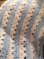 ProsperityStuff Crochet: Blue-White Granny Stripe Afghan