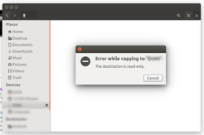 Error while copying to blablabla. The destination is read-only
