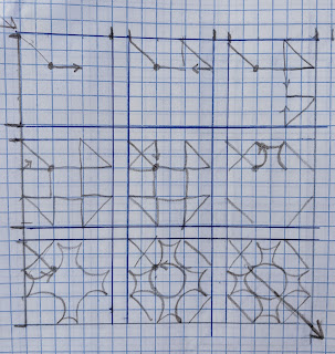 Traveling nine-patch quilting design based on Angela Walters video will move across the quilt without stopping. No need to tie and bury threads.