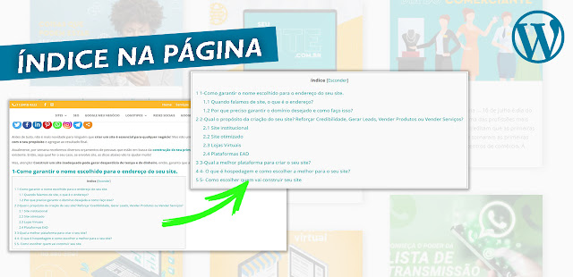 Estou criando adicionar indice ou sumario na página