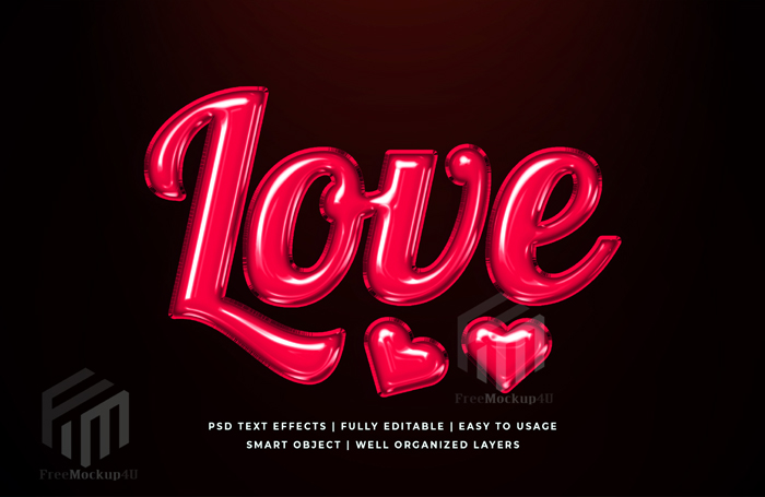 Love 3D Text Style Effect Mockup Love 3D Text Style Effect Mockup
