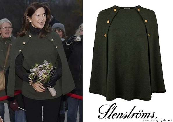 Crown Princess Mary wore Stenströms Pine Green Merino wool cape