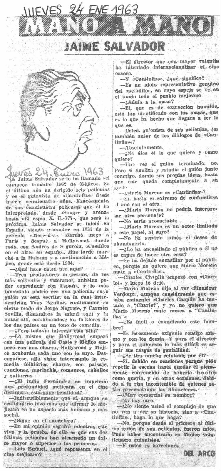 Blog homenaje a Manuel del Arco Jaime Salvador 24 Enero 1963