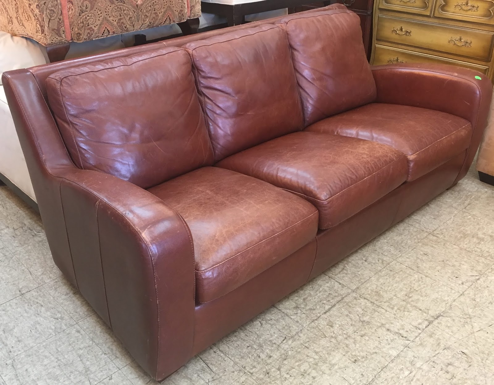 Uhuru Furniture & Collectibles Brown Distressed Leather Couch by Crate