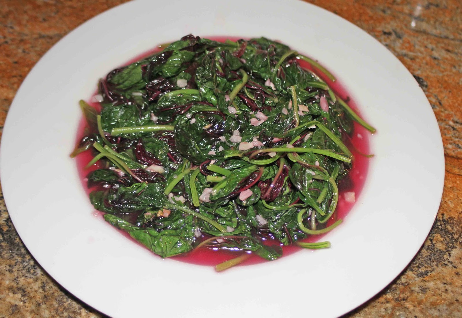 The Grub Files Cooking with Camissonia StirFried Red Amaranth Greens
