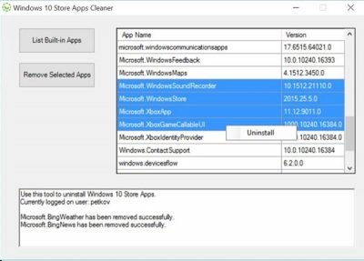 Programme de désinstallation des applications Windows 10 Store
