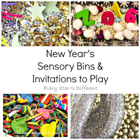 New Year's sensory bins and invitations to play