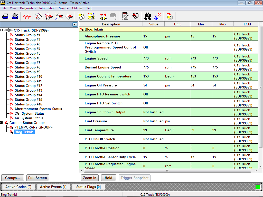 Status Tool on Caterpillar ET Software Blog.Teknisi