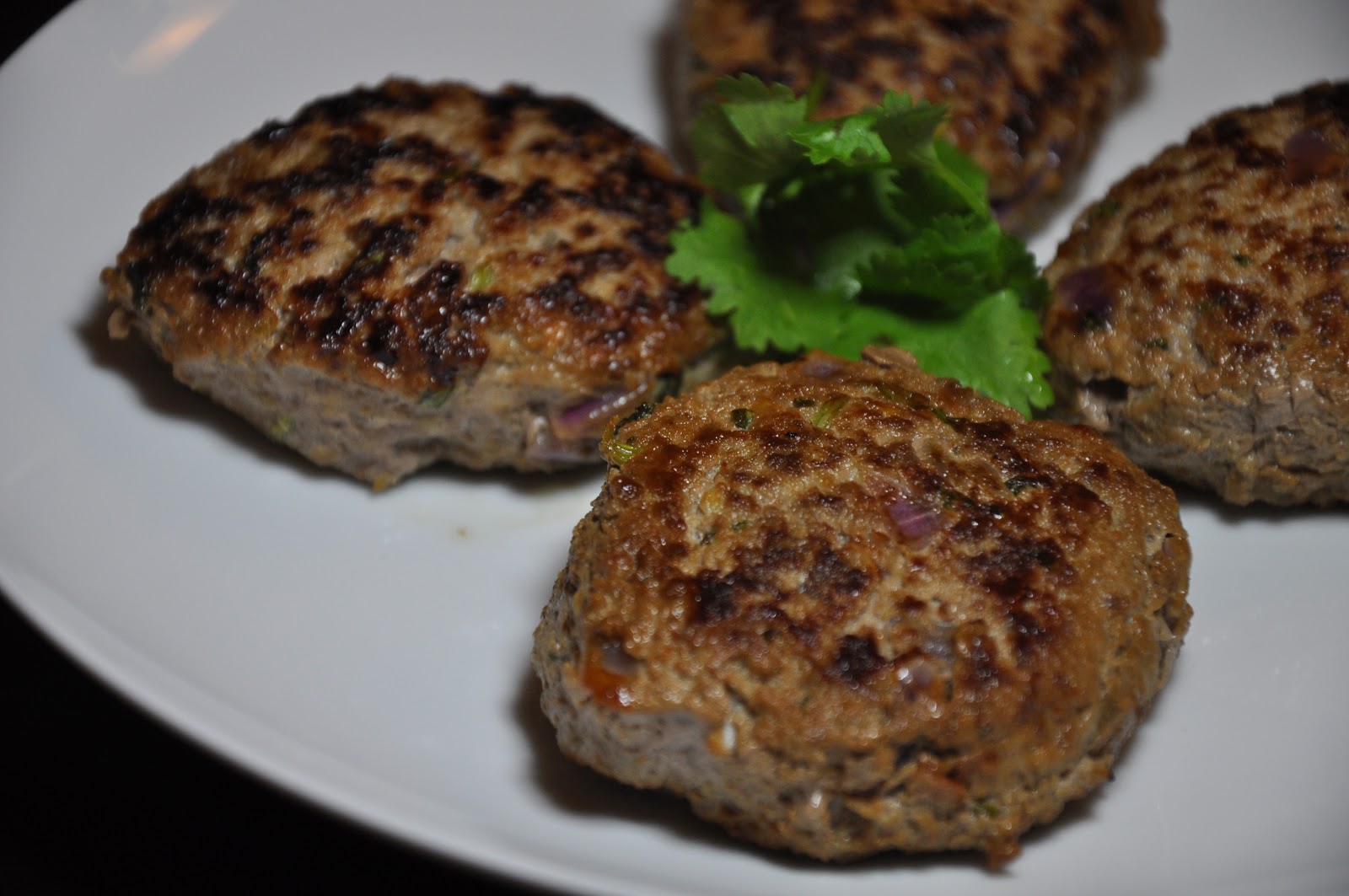 Slice of Rice CuminCoriander Beef Patties and Green Tomato Curry