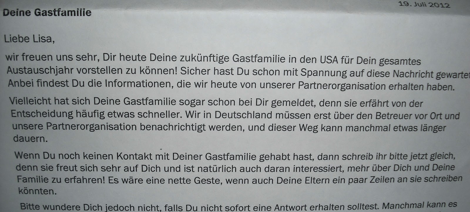 Au Pair Brief An Gastfamilie Beispiel Deutsch lisa-myyearinamerica.blogspot.com