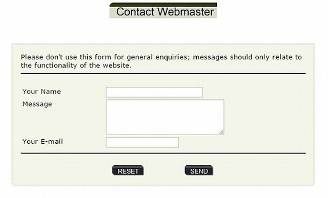 Web master contact form