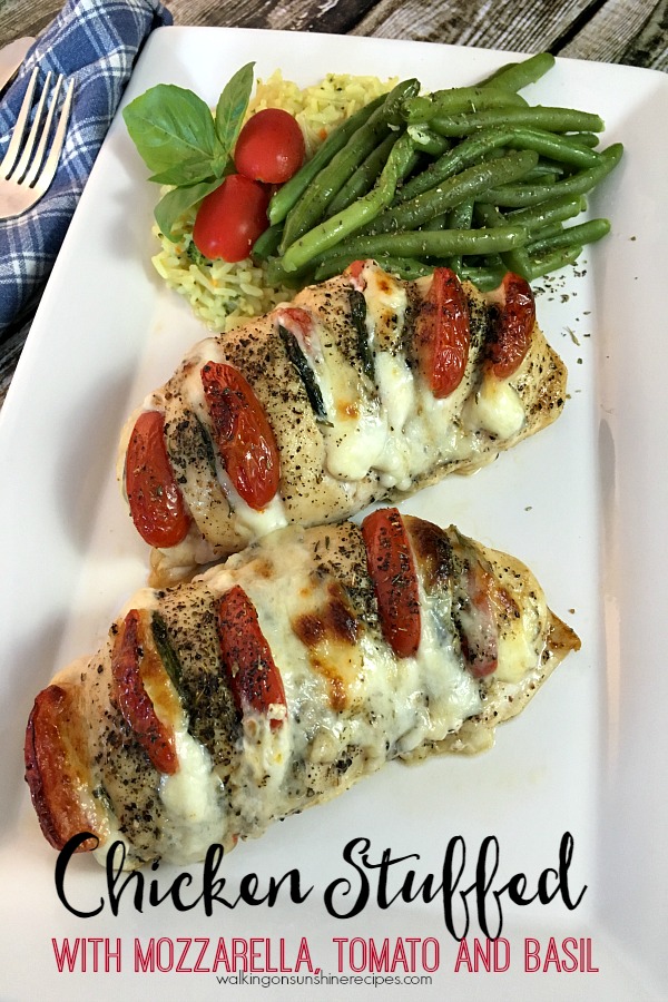 Hasselback chicken stuffed with mozzarella, tomato and basil is a new way to enjoy chicken for dinner tonight from Walking on Sunshine Recipes. 