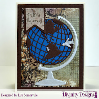 Divinity Designs Stamp Set: Adventure Awaits, Paper Collections: Stars & Stripes, Vagabond Treasures, Custom Dies: Globe & Stand, Pierced Rectangles, Double Stitched Pennant Flags, Pennant Flags, USA Map, Circles