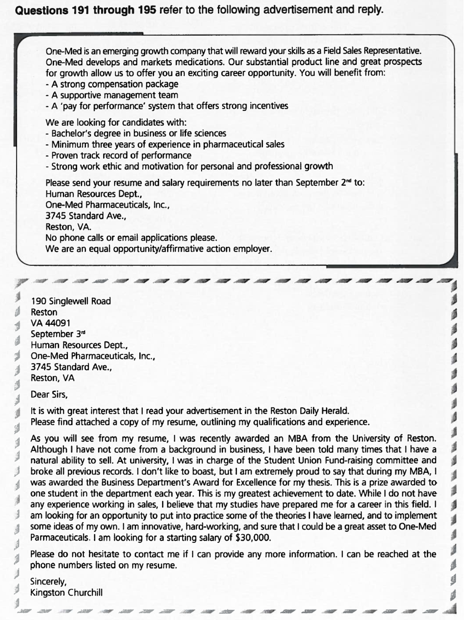 TOEIC READING TARGET TEST 1