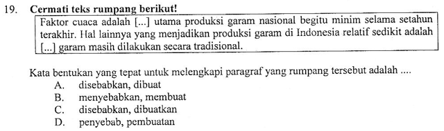 Soal Melengkapi Paragraf Dengan Kata Bentukan Dan Pembahasan Soal Un Smp Mts Soal Ujian Nasional Indonesia