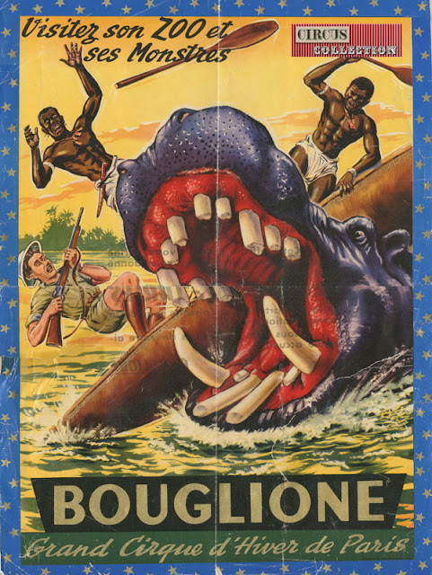 affiche du cirque Bouglione avec un hippopotame en illustration 