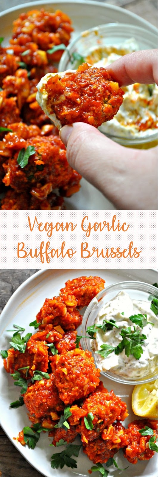 Vegan Garlic Buffalo Brussels Sprouts