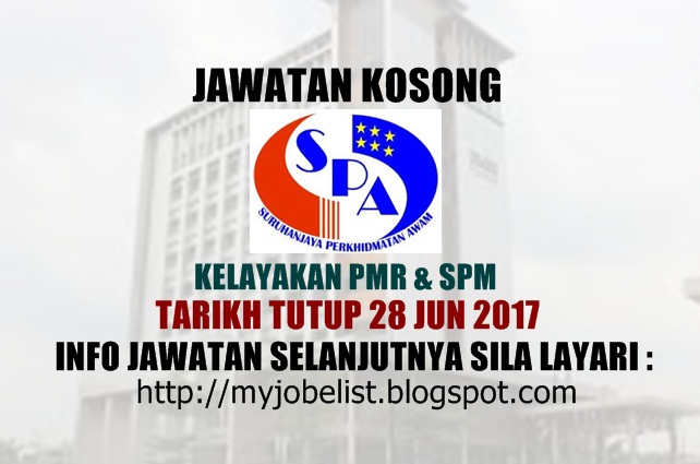 Jawatan Kosong Kerajaan Terkini Di Spa8 11 Jun 2017