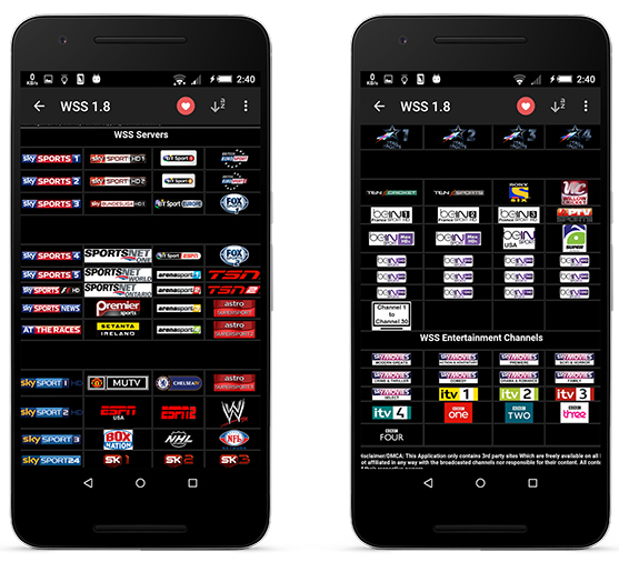 تطبيق WSS لمشاهدة المباريات مباشرة بدون إعلانات أو تقطيع 