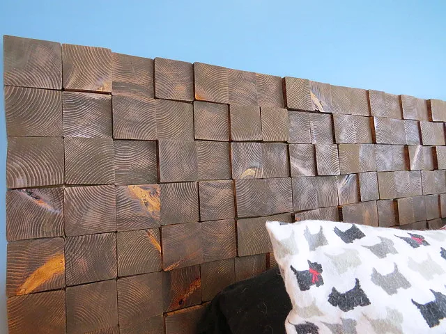 closer view headboard wood blocks