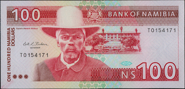 Namibia Currency 100 Namibian Dollars banknote 1993 Kaptein Hendrik Witbooi
