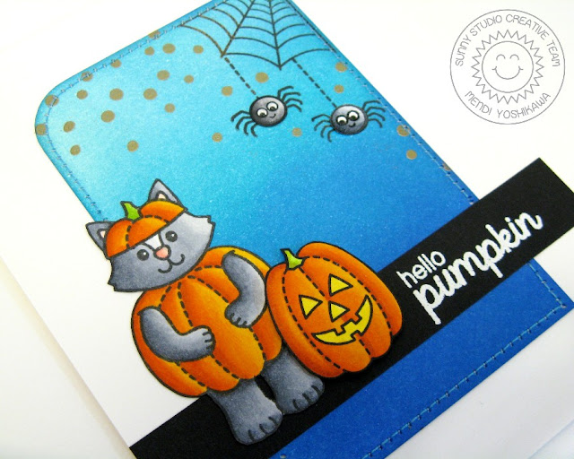 Sunny Studio Stamps: Halloween Cuties Hello Pumpkin Card by Mendi Yoshikawa