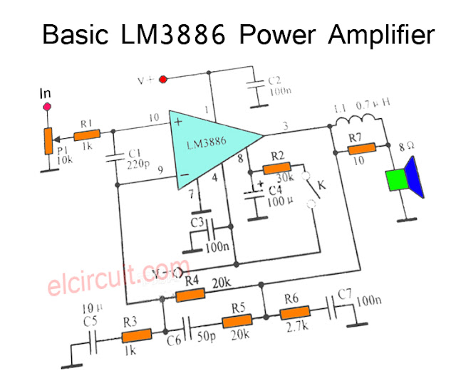 200W Stereo High Power Amplifier LM3886 - Electronic Circuit