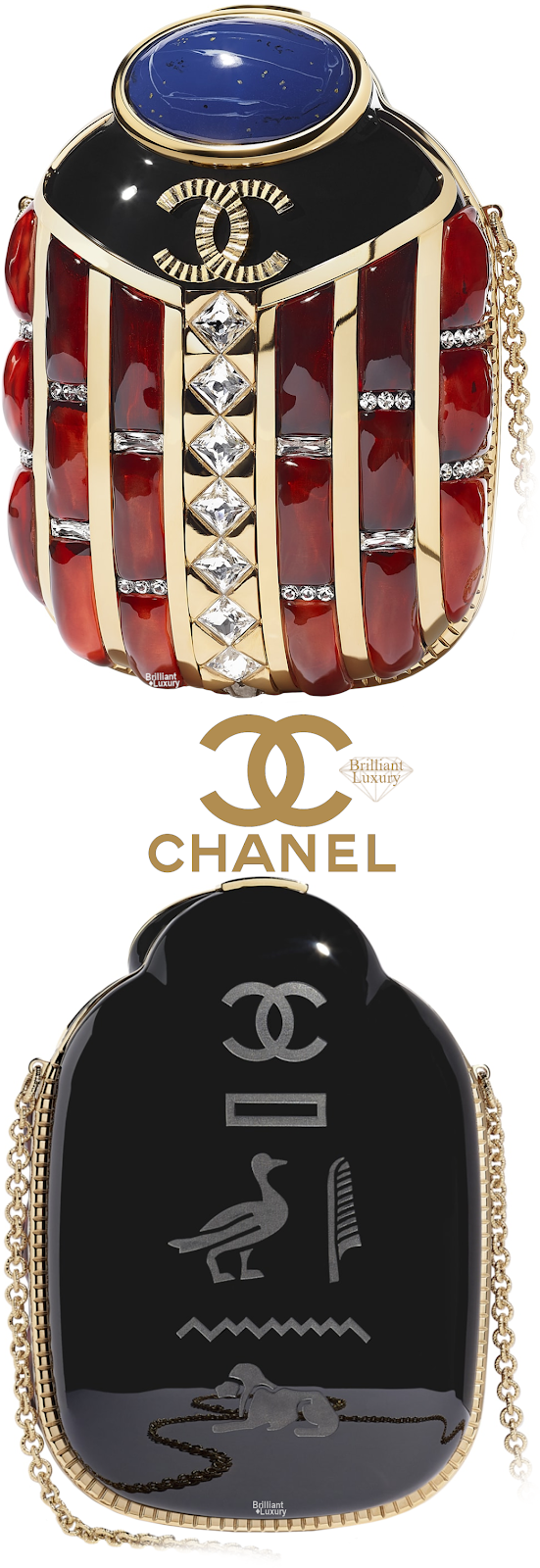 Brilliant Luxury♦Chanel Resing Strass Evening Bag in Gold, Black, Red Brilliant Luxury♦Chanel Resing Strass Evening Bag in Gold, Black, Red