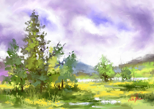 After summer storm digital landscape painting by Mikko Tyllinen