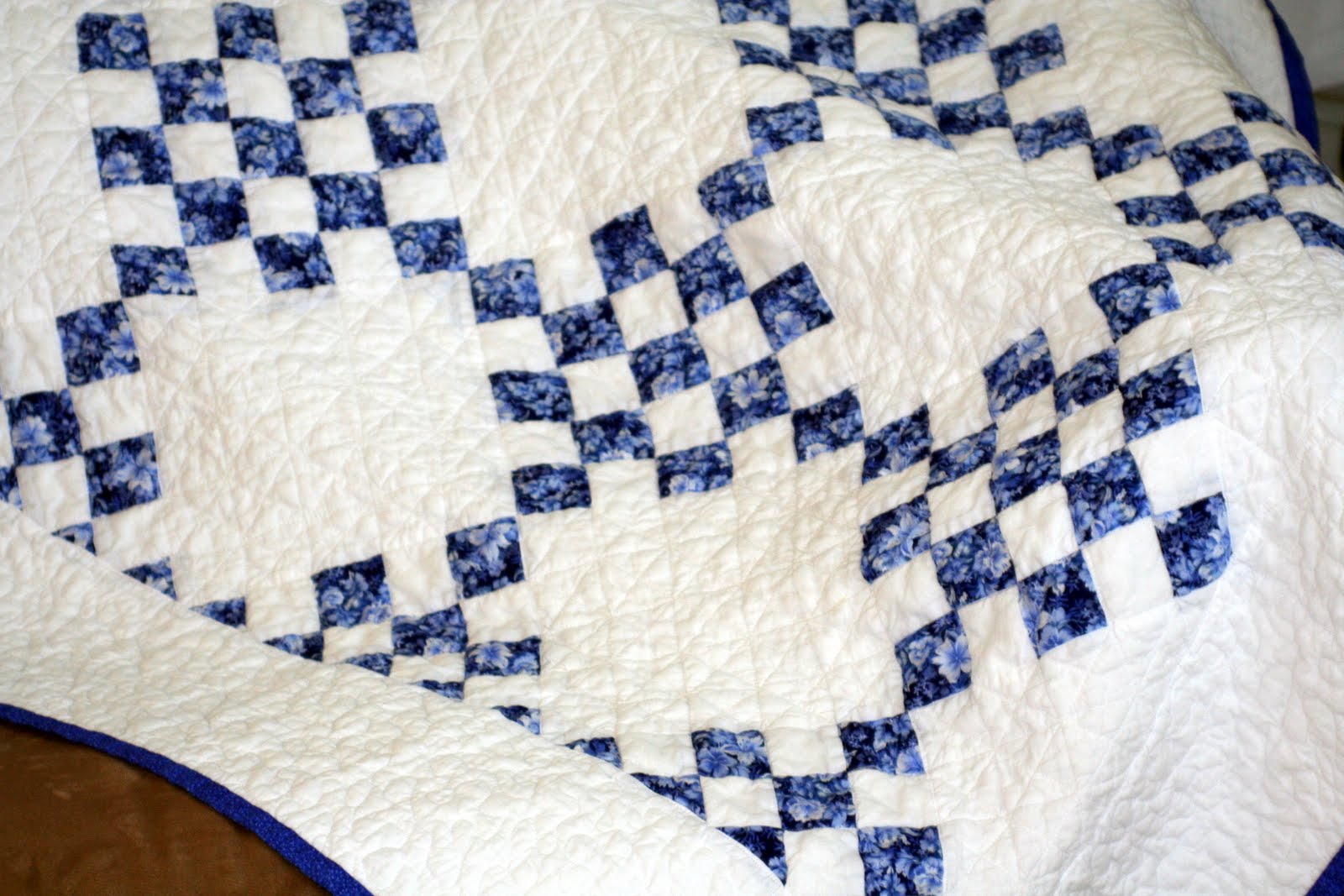 Just Plain Ivy Blue and White Quilt