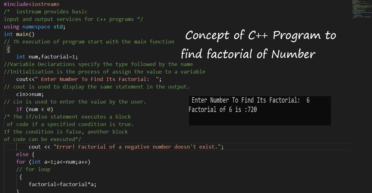 C++ Program to find factorial of Number